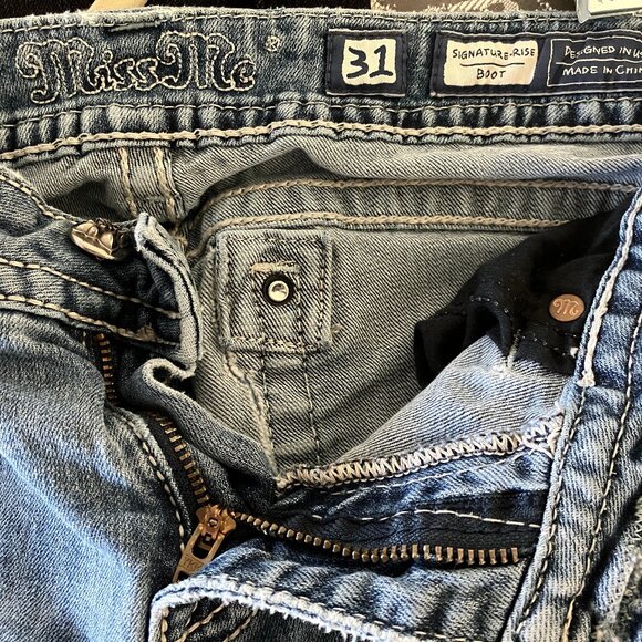 Miss Me Blue Signature Boot Jeans 31" X 32.5" Cotton Denim READ - Picture 9 of 16